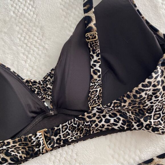 SEA LEVEL Bikini Leopard Print Australia Black Brown US Size 12 - Picture 8 of 13